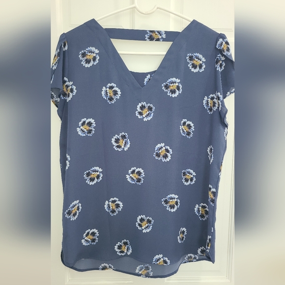 LOFT Navy Floral Women's Blouse - Picture 4 of 4